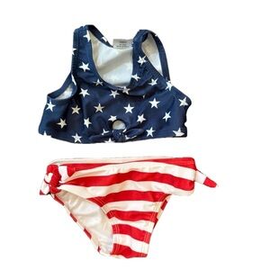 Old Navy American Flag Two Piece Bikini Swim Suit Toddler Girl